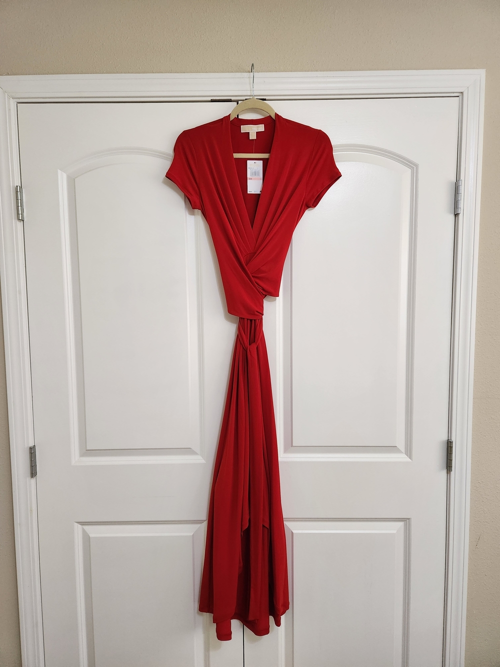 Michael Kors Red High-Low Wrap Whimsical Maxi Dress - Picture 7 of 11